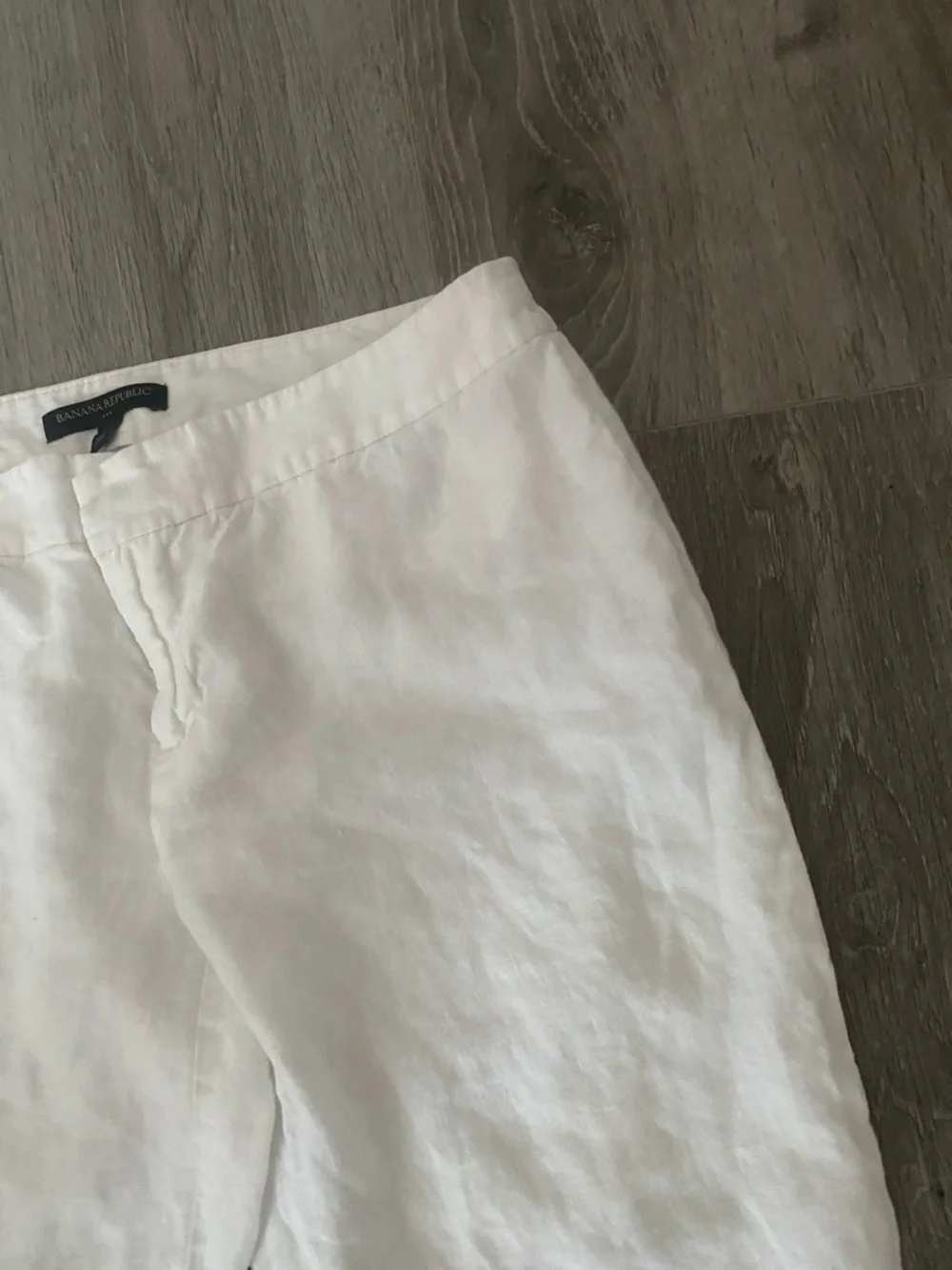 BANANA REPUBLIC Women Slim Crop Legs 100% Linen White Pants | 4